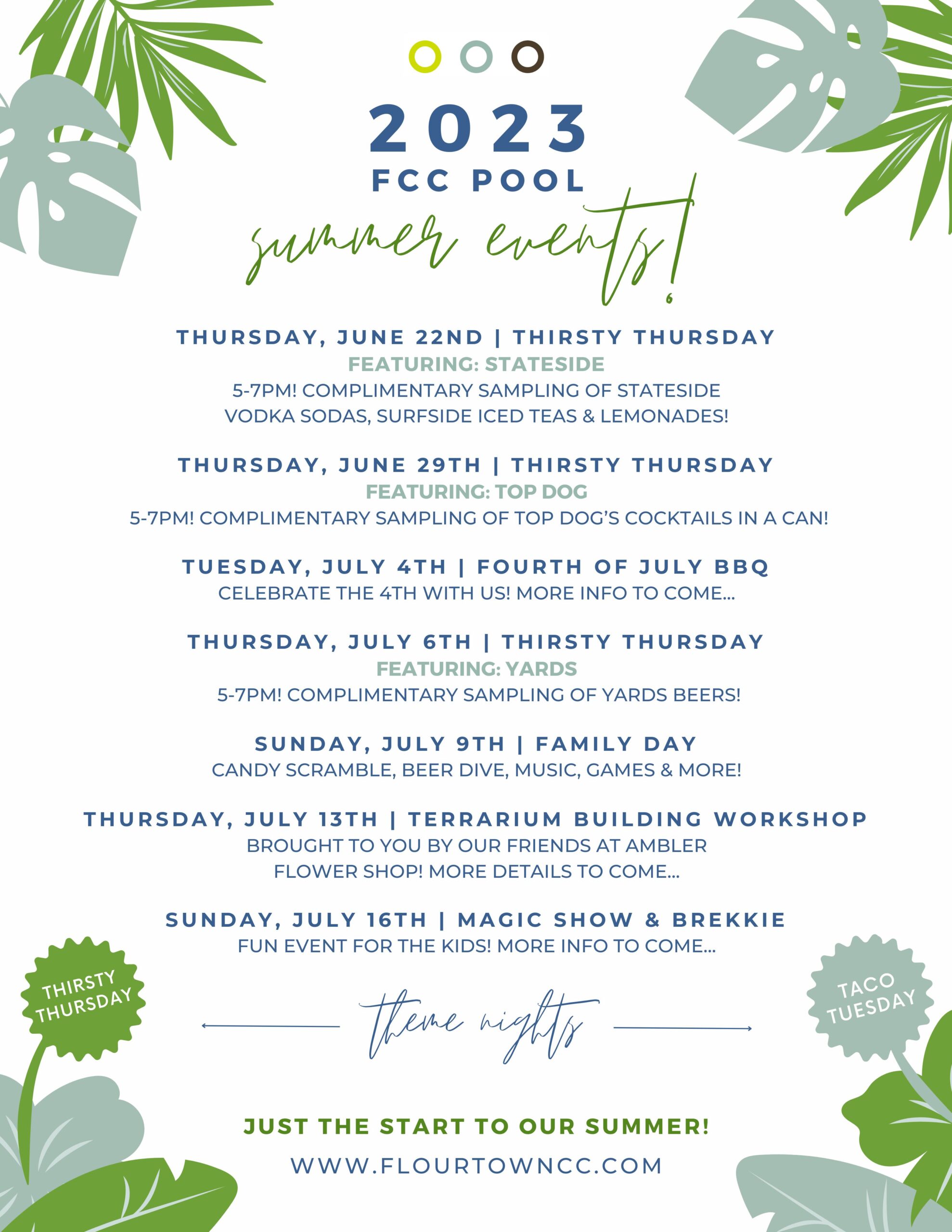 FCC Events + Specials Summer ’23! Flourtown Country Club